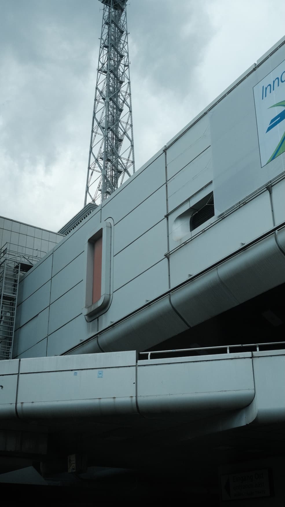 We passed this by car, and I was impressed by the architecture. I discovered later that it was the Internationales Congress Centrum Berlin, a conference center that closed in 2014. It's such a cool urban exploration spot.